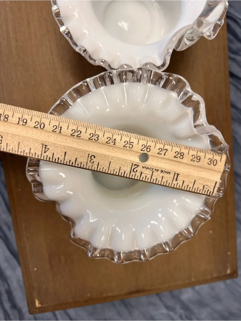 Vintage White Milk Glass Basket and White Milk Glass Ruffled Dish (set 2)